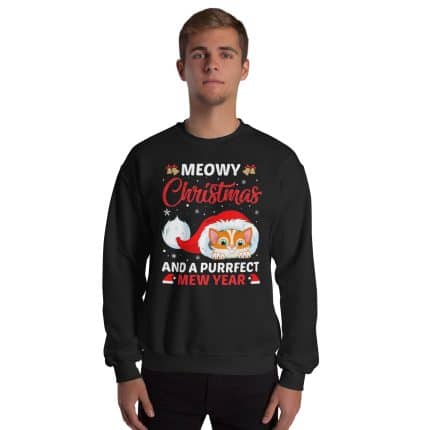 Cute Cat Christmas Sweatshirt Unisex Holiday Sweater
