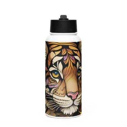 Stainless steel water bottle with a straw lid
